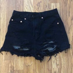 Black highwaisted denim shorts